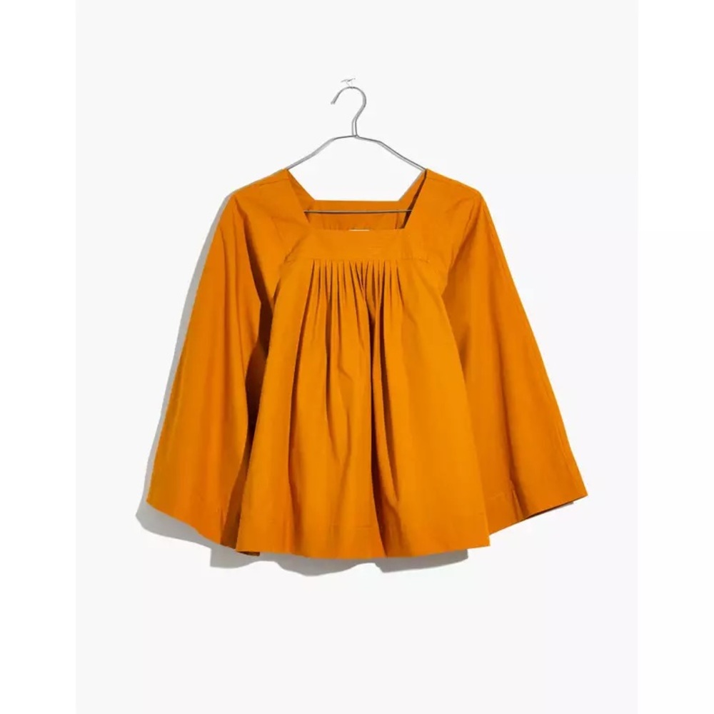 Madewell Mustard Yellow Square Neck Peasant Top